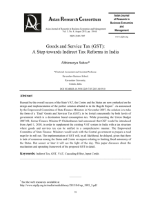Goods and Service Tax (GST): A Step towards Indirect