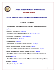 Life and Annuity Filing Instructions