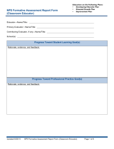 NPS Formative Assessment Report Form (Classroom Educator)