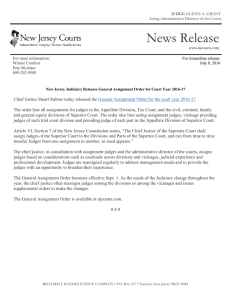 New Jersey Judiciary Releases General Assignment Order for Court