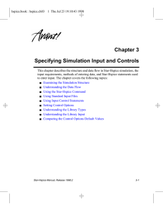 Chapter 3 Specifying Simulation Input and Controls