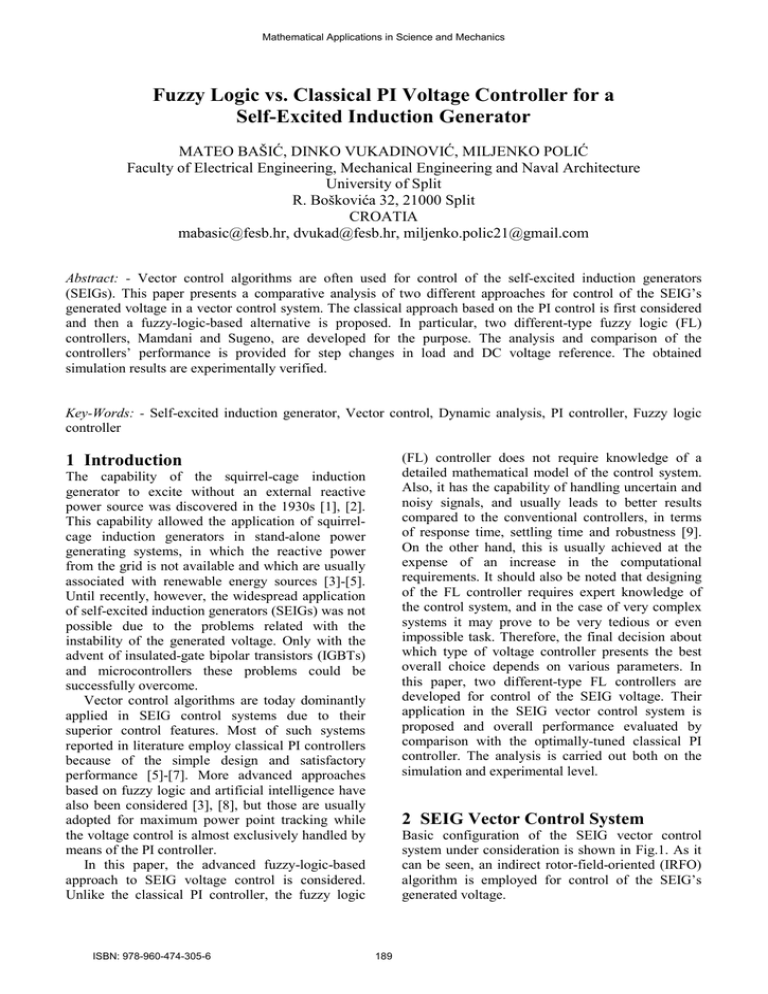 Fuzzy Logic Vs Classical Pi Voltage Controller For A Self