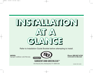 Refer to Installation Guide Booklet before attempting to install.