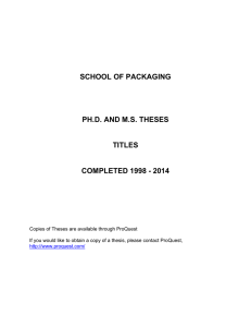 SCHOOL OF PACKAGING PH.D. AND M.S. THESES TITLES