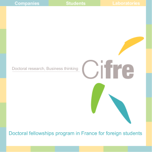 Doctoral fellowships program in France for foreign students