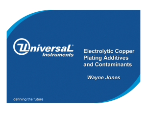Electrolytic Copper Plating Additives and Contaminants Electrolytic