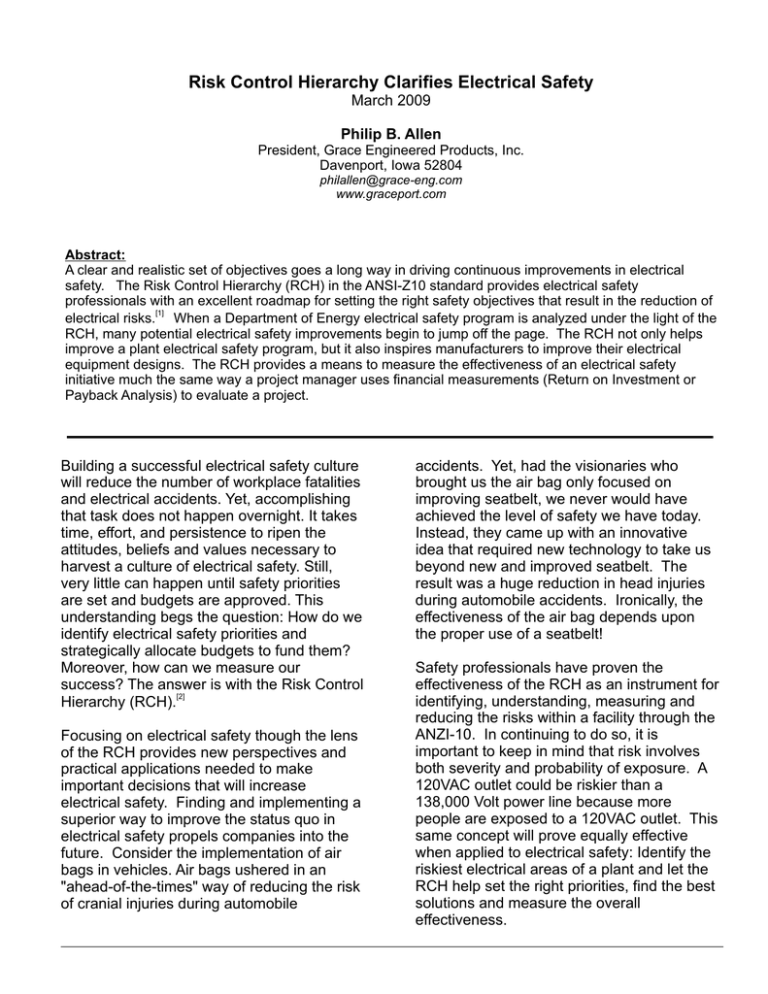 Risk Control Hierarchy Clarifies Electrical Safety