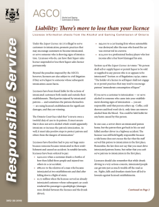 Responsible Service Tip Sheet - (3052) Liability: There`s more to
