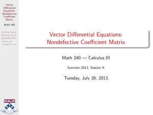 Vector Differential Equations: Nondefective Coefficient Matrix