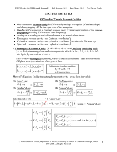 Lecture Notes 10.5: EM Waves in Resonant Cavities