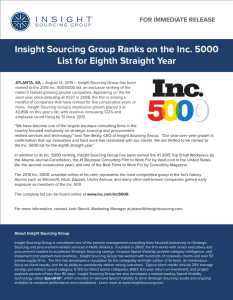 Insight Sourcing Group Ranks on the Inc. 5000 List for Eighth