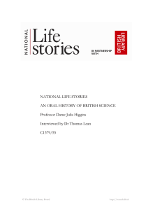 NATIONAL LIFE STORIES AN ORAL HISTORY OF BRITISH