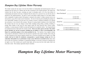 Hampton Bay Lifetime Motor Warranty