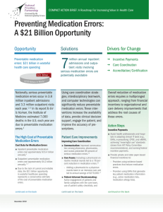 Preventing Medication Errors: A $21 Billion Opportunity