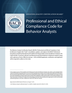 Professional and Ethical Compliance Code for
