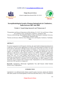 Seroepidemiological trends of human leptospirosis in Coimbatore