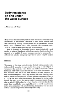 Body resistance on and under the water surface