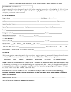 2016 SBSC Travel Soccer Tryout Player Registration Form