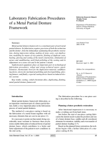 Laboratory Fabrication Procedures of a Metal Partial Denture