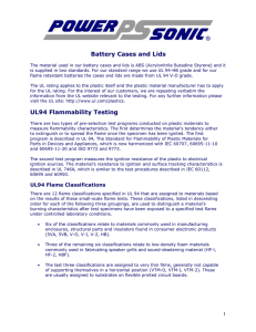 Battery Cases and Lids UL94 Flammability Testing - Power