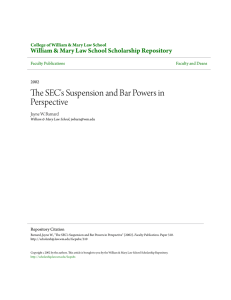 The SEC`s Suspension and Bar Powers in Perspective