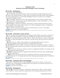 Arkansas Code Arkansas Concealed Handgun Carry Licensing §5