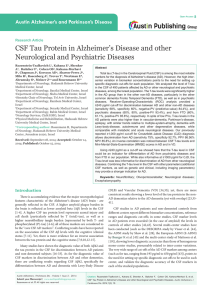 CSF Tau Protein in Alzheimer`s Disease and other Neurological and
