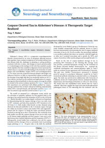 Caspase Cleaved Tau in Alzheimer`s Disease: A Therapeutic Target