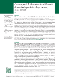 Cerebrospinal fluid markers for differential dementia diagnosis in a