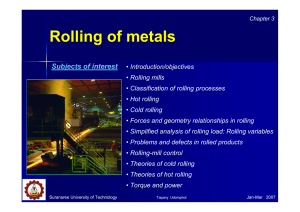 Rolling of metals - Suranaree University of Technology