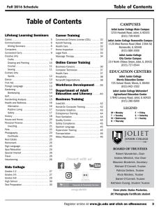 Table of Contents - Joliet Junior College