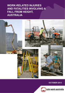 work-related injuries and fatalities involving a fall from height, australia
