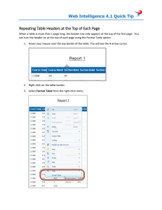 Web Intelligence 4.1 Quick Tip Repeating Table Headers at