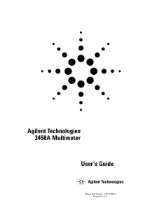 Agilent Technologies 3458A Multimeter User`s Guide