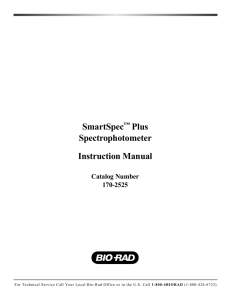 SmartSpec™ Plus Spectrophotometer Instruction Manual