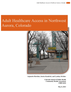 Adult Healthcare Access in Northwest Aurora, Colorado, 2013.