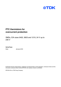 PTC thermistors for overcurrent protection, SMDs, EIA sizes