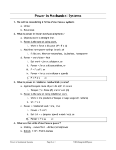 Power in Mechanical Systems