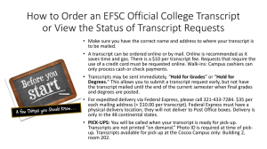 View a PDF tutorial on ordering an official EFSC College Transcript