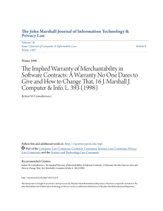 The Implied Warranty of Merchantability in Software Contracts: A