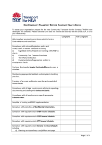 Page 1 of 5 Compliant Not Compliant Able to deliver services in
