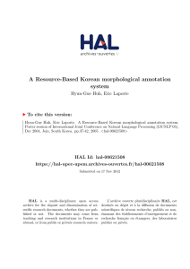 A Resource-Based Korean morphological annotation - UPEC-UPEM