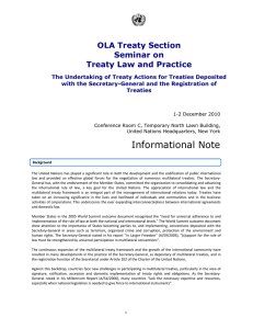 Informational Note - United Nations Treaty Collection
