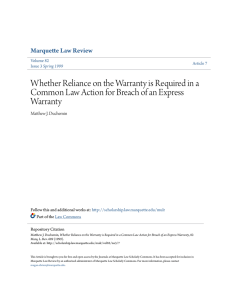 Whether Reliance on the Warranty is Required in a Common Law