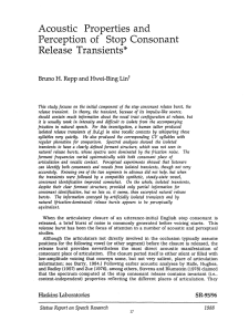 Acoustic Properties and Perception of Stop Consonant Release