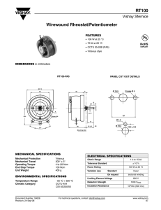 RT100 Wirewound Rheostat/Potentiometer