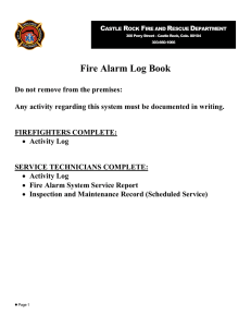 Fire Alarm Log Book - Town of Castle Rock