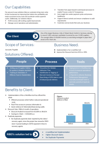 Benefits to Client: Our Capabilities Scope of Services: Solutions