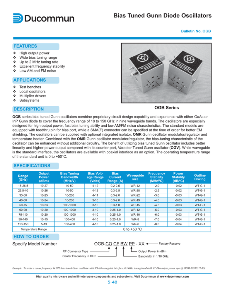 Bias Tuned Gunn Diode Oscillators