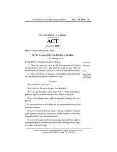 Constitution of Zambia (Amendment), 2016-Act No. 2.pmd